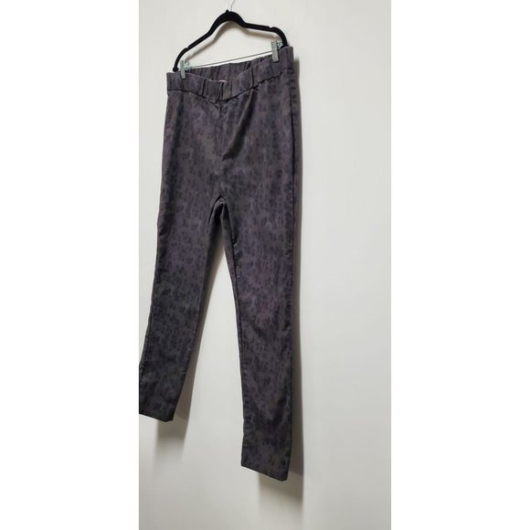 Soft Surroundings Metro Pants Purple Leopard Print Elastic Waist Pull On - Picture 2 of 7
